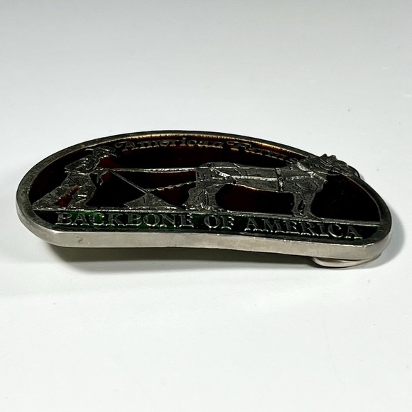 American Farms Belt Buckle Pewter Enameled The Backbone Of America Farmer 3 1/4" - Picture 7 of 11